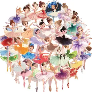 50Pcs Ballet Girl Stickers for Girls, Ballerina Gifts for Girls - Ballerina Party Favors, Birthday Party Decorations, Laptop Car Bumper,Luggage,Skateboard,Water Bottles, Sticker Decals