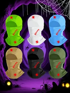 Letter & Spider Print Ski Mask for Men Women, Woven Fabric Loose-Fit Design, Outdoor Sports & Halloween Costume Accessory, Party Event Props