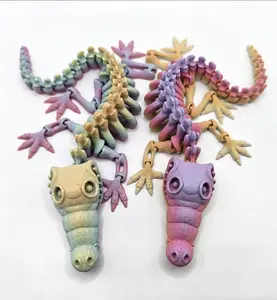 3D Printed Rainbow Articulating Skeleton Crocodile | 3D Printed Great Gift and Desk Figure