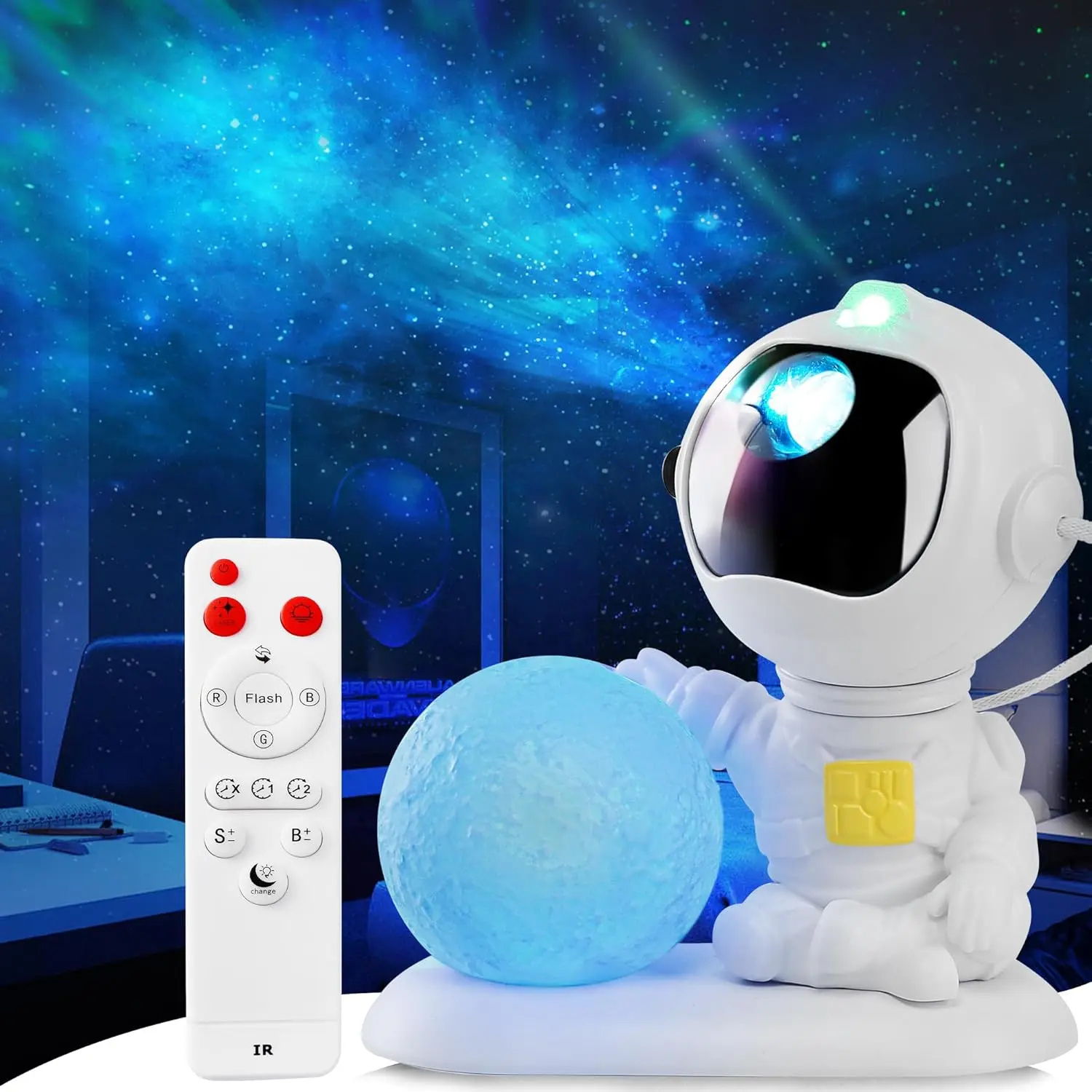 Star Projector Galaxy Light, Astronaut Galaxy Projector with Large Base, Moon Lamp, Timer, Remote Control and 360° Adjustable, Stable Nebula Night Light for Kids, Room Decor, Party, Gift room  lights