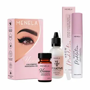 MENELA Brow Henna Kit with Serum, Eyebrow Tint Kit for Defined Brows, Easy DIY Application, Suitable for Home and Professional Use, Natural Finish, 2.5g Powder with 15ml Fixer