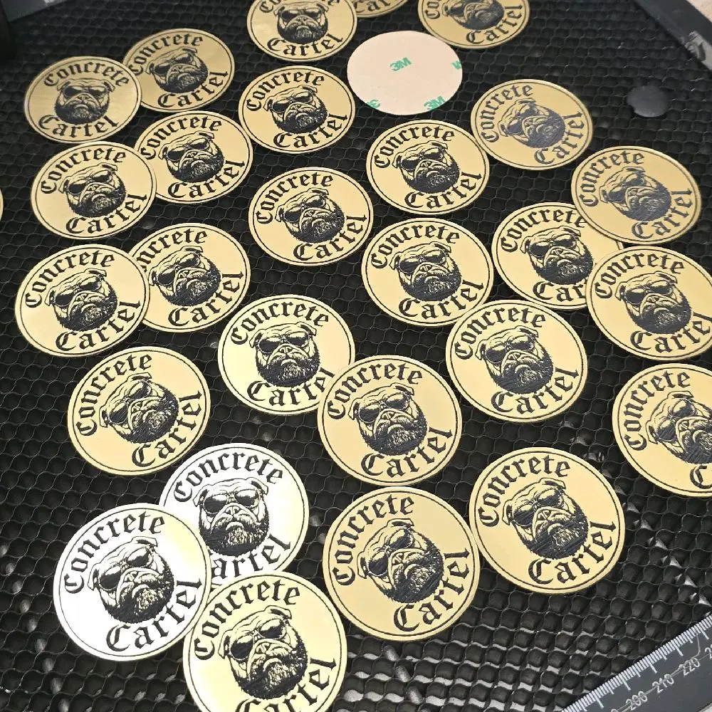 1 sticker $10, or  3x$20.Metallic topped engraved acrylic sticker. Please include a note of design you are wanting