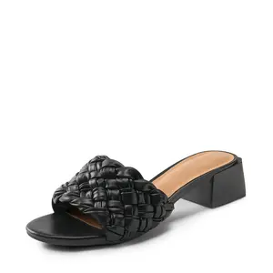 Dream Pairs Women's Braided Low Block Heel Slides Sandals