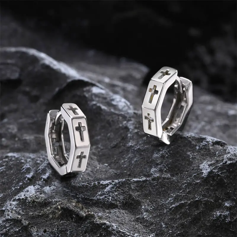 GTHIC Geometric Hollow Cross Stainless Steel Earrings Simple Versatile Daily Wear Jewelry