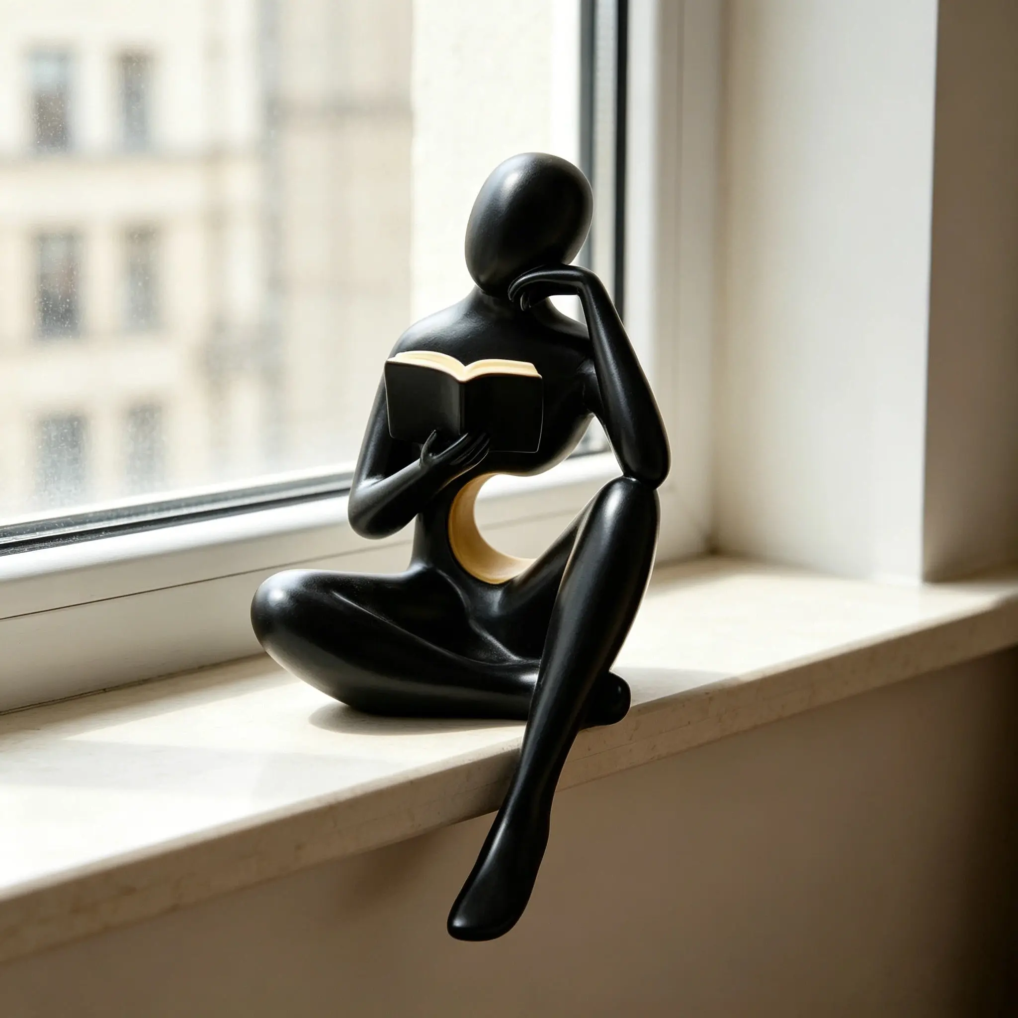 Abstract Human Sculpture Resin Ornament, Smooth Lines Matte Finish, Hollow Belly Design, Indoor Outdoor Decor, Home Decor Ornaments, figurines decor, Creative Gift, Decorative Ornaments