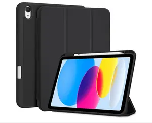 for iPad (A16) 11th Generation 11 Inch 2025/ iPad 10th Generation 10.9 Inch 2022 Case with Pencil Holder, Hybrid Cover with Soft TPU Back, Supports Touch ID, Auto Wake/Sleep -Black