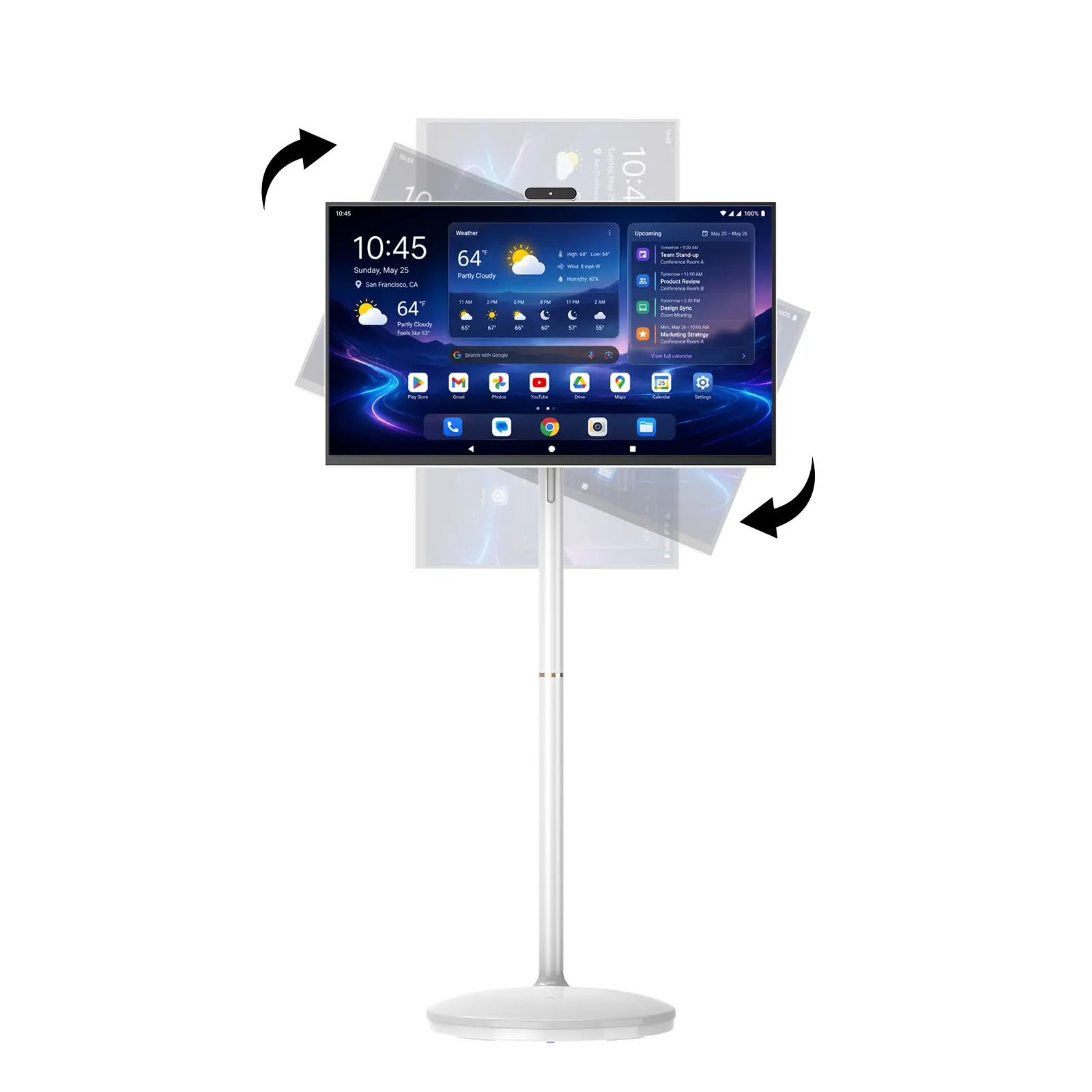 MWE 32 inch 2K Portable Smart TV, 8GB RAM+128GB Storage, Touch Screen Monitor, Voice Remote Control, Android OS, Support Google Play, White Board Fuction
