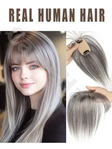 Hair Toppers for Women Clip in Bangs Wig With Bangs Natural Skin Scalp Thinning or Loss Top Pieces Wiglets 360° 3D Topper Updated Base With ThinningHair Cover Gray Roots Add Volume for Halloween, Christmas, wedding, Hairpieces