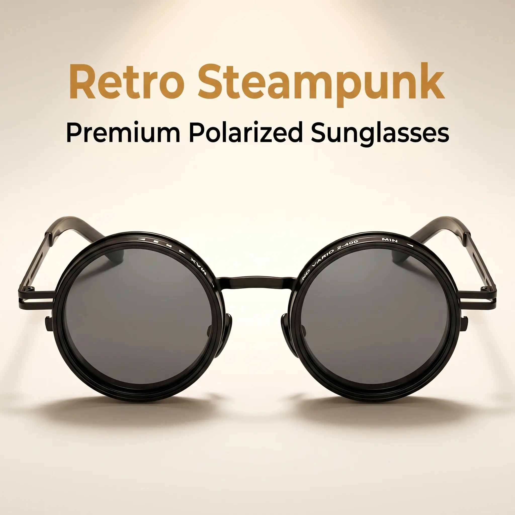 KIDGENIUS Polarized Round Sunglasses - 49mm Polarised Lens, ND9 Neutral Density Adjustable Dimming, UV400, Retro Punk, Face-Shape-Friendly Single-Beam Frame, Men's Fishing & Outdoor Shades, Adjustable Fit, 49Mm Lens, Driving, Hiking, Lightweight Design, M