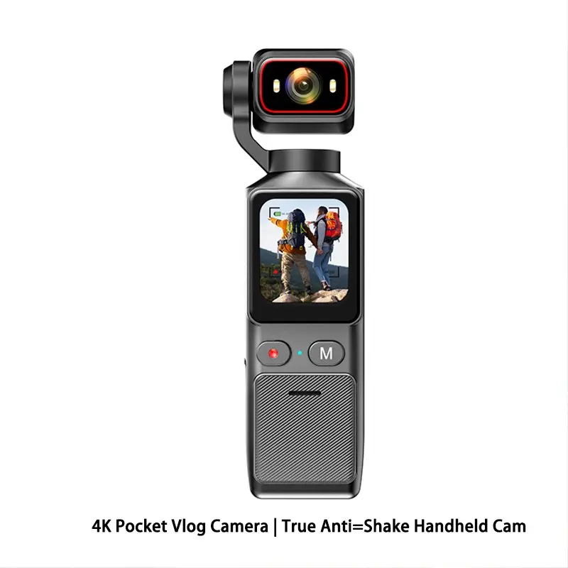 Real 4K Ultra HD Sports Camera, Pocket Camcorder, Portable Vlogging Camera, Audio Video Photo, Strong Stabilization, Motorcycle Recorder, Handheld Vlog, WiFi, IPS Touch Screen