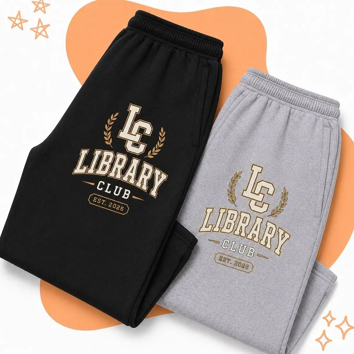 Library Club Sweatpants for Men and Women, Oversized Fleece Joggers, Soft Cotton Blend, Elastic Waist, Relaxed Fit, Y2K Streetwear Style, Cozy Lounge Pants, Perfect for School, Gym, Travel and Everyday Wear G