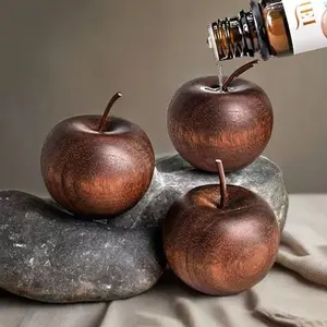 Natural Wooden Essential Oil Diffuser Apple Shaped Aromatherapy Humidifier with Wood Grain Design Decorative Piece for Home Car & Office Aromatic Scent Diffuser