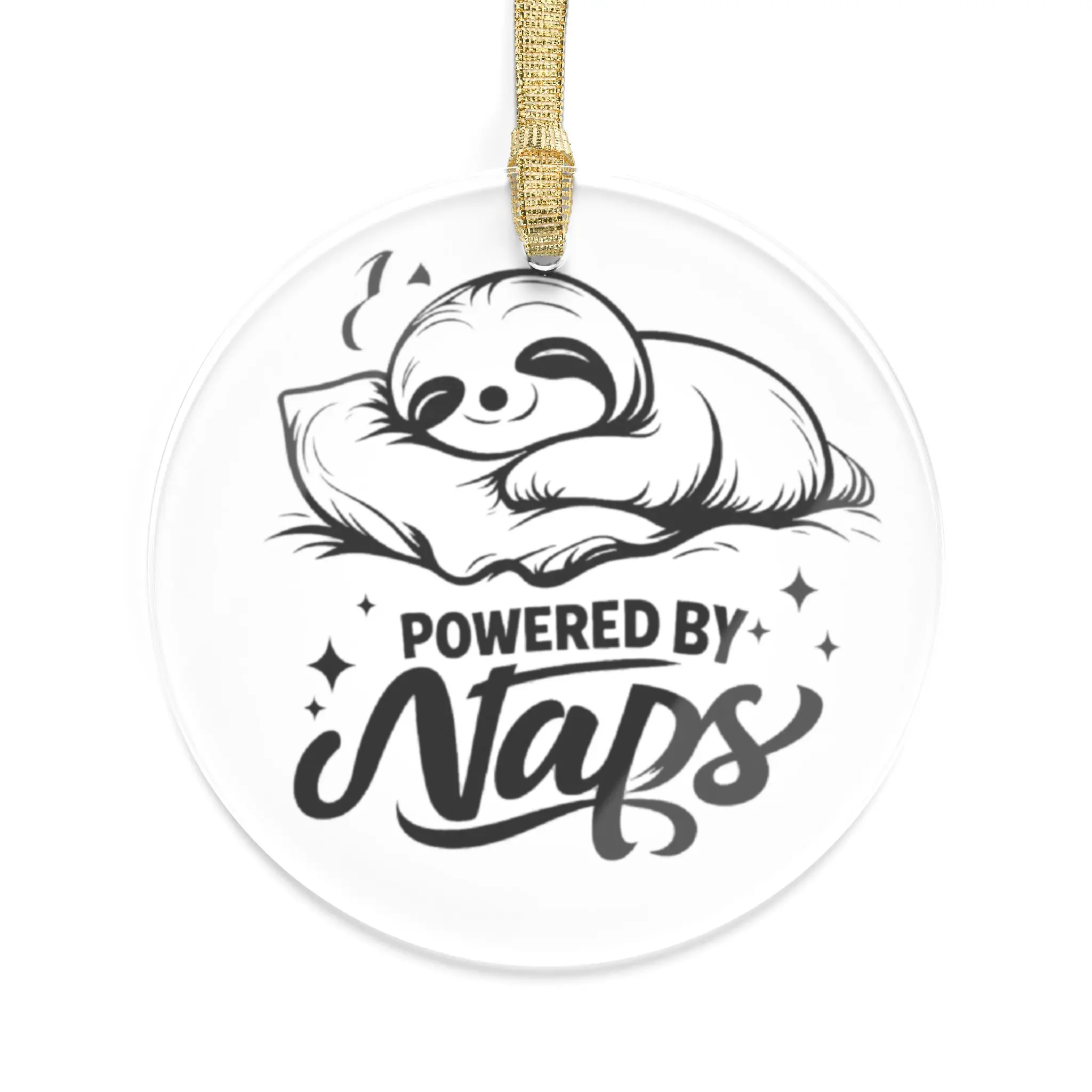 Acrylic Ornament Powered by Naps Sloth Holiday Decoration