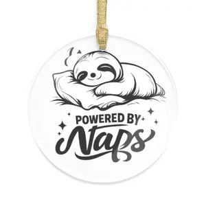 Acrylic Ornament Powered by Naps Sloth Holiday Decoration