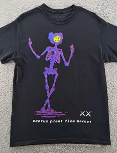 Cactus Plant Flea Market T-Shirt Mens Medium Black Skeleton Grunge Smile