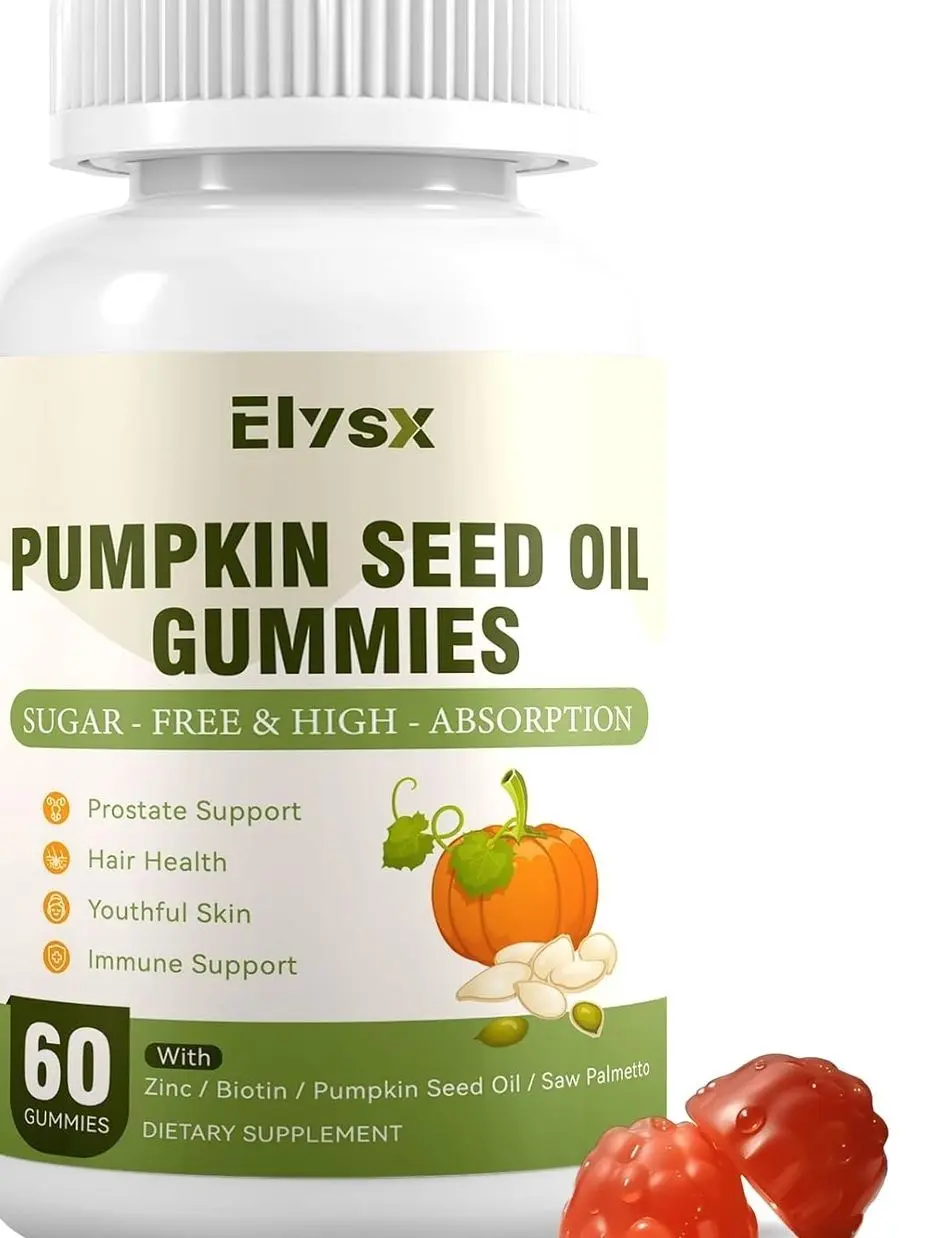 Cold Pressed Pumpkin Seed Oil with Saw Palmetto Gummies, DHT Blocker Supplement for Women & Men, with Biotin, Hair and Skin Health, Vegan, Sugar Free, Mixed Berry Flavor, 60 Ctundefined
