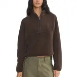 Hixiaohe Womens Sweatshirts Cropped Half Zip Fuzzy Warm Sherpa Pullover Varsity Jackets with Zipper Pockets TikTokShopBlackFriday,back to school,back to school shopping Casual Garment,sohochic