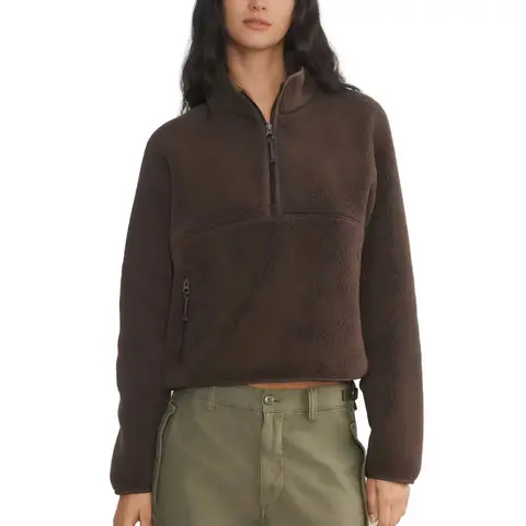 Hixiaohe Womens Sweatshirts Cropped Half Zip Fuzzy Warm Sherpa Pullover Varsity Jackets with Zipper Pockets TikTokShopBlackFriday,back to school,back to school shopping Casual Garment,sohochic
