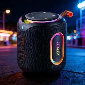 Outdoor Bluetooth Speaker Zealot, 30W HiFi Subwoofer with IPX6 Waterproof, RGB Light Effect, Long Battery Life & Lanyard, Media Ports for Home, Camping, Beach, Pool, Gym & Party, Excellent Gift