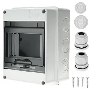 5 Way IP65 Waterproof Circuit Breaker Distribution Box, PC+ABS Electrical Enclosure with DIN Rail, Wall Mounted Power Protection Box for Indoor & Outdoor Use, 6.3x3.6x4.7 inches