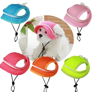 1 pet sun hat UV dog cat hat cute candy-colored bow pet outdoor breathable mesh outdoor protective hat