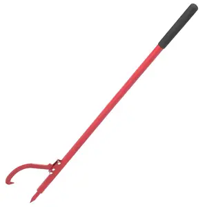 61inch Heavy-Duty Lumberjack Pry Bar Tool, with Adjustable Hook and Red Angled Hook - Manual Log Rolling/Logging Tool, Comfortable Rubber Grip, Durable Metal, Suitable for Forestry, Carpentry, Tree Work (Professional Grade)