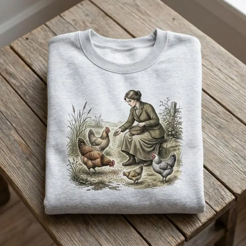 Vintage Shirt Chicken Sweatshirt Cute Hen Tee Retro Farmhouse Hoodie Country Girl Graphic Pullover Unisex Cottagecore Gift For Chicken Lady