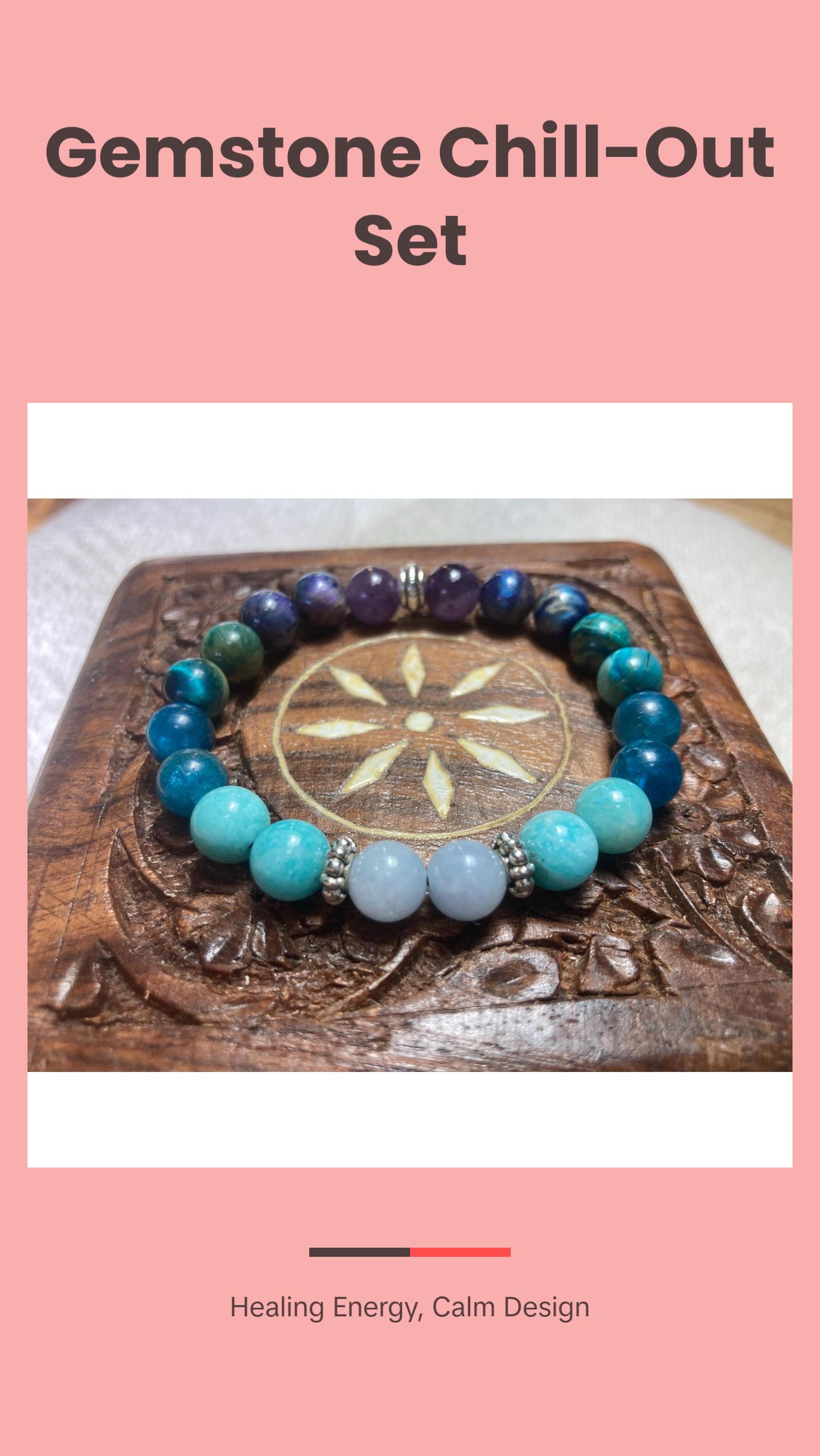 Chill Out Bracelet - Calming - Relaxing energy - Crystal Healing Jewelry - Aquamarine - Amethyst - Apatite - Amazonite - Tigers eye Crystal Gemstone