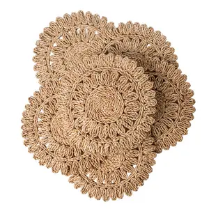 Woven Placemats Set of 4, 6, 8, 10, 12 | 13.8" Round Rattan & Wicker Placemats | Boho Farmhouse Placemats for Dining Table | Handmade Corn Husk Placemats | Natural Charger Plates for Wedding, Party & Everyday Dining