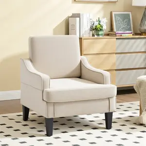 Modern Chic Chenille Upholstered Accent Armchair, Comfy Single Sofa Chair for Living Room Bedroom