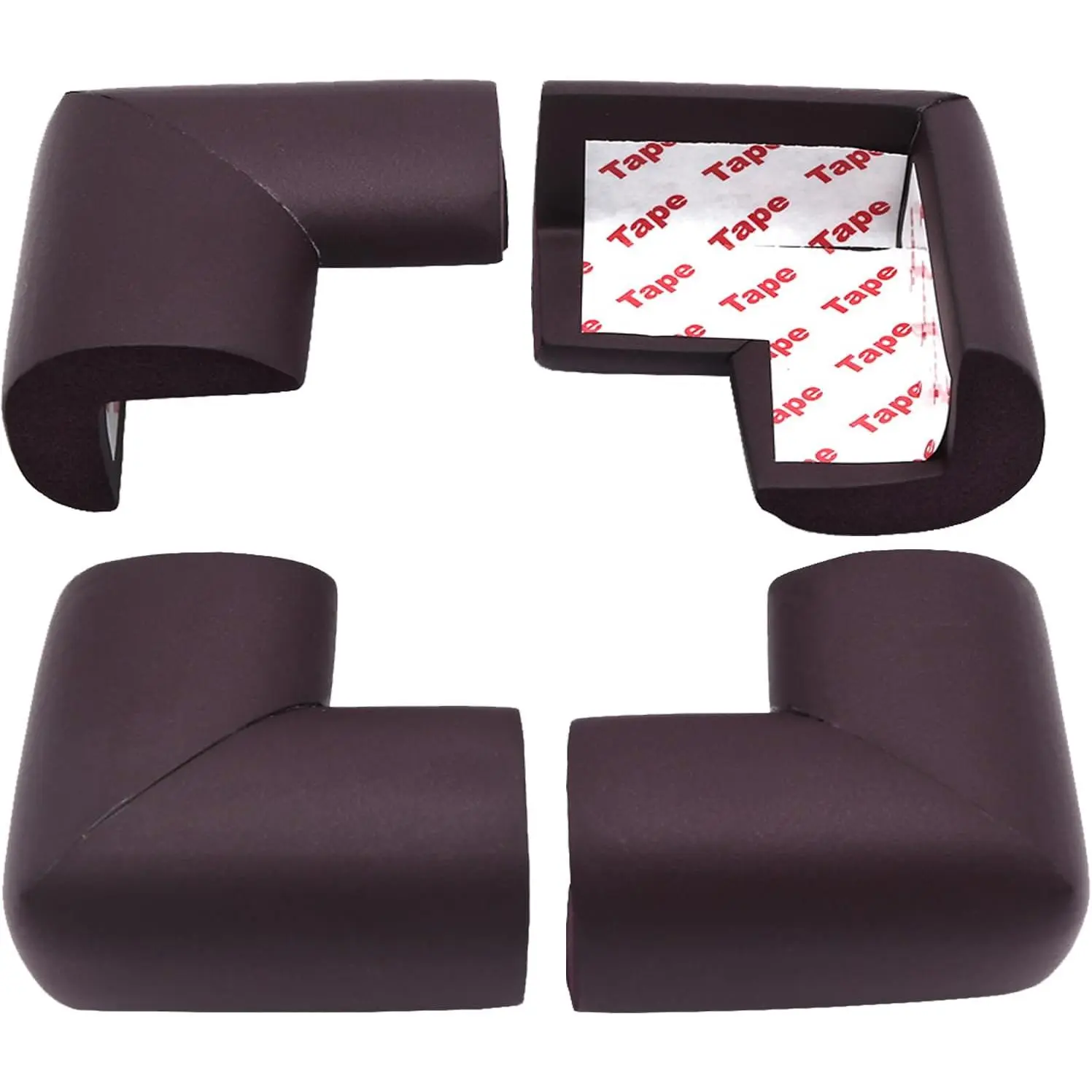 4 Pack Soft   Proofing Corner Guards & Edge Protectors, Pre-Taped Table Corner Protector,  Safety Furniture Desk Bumper, Cushion for  Corners, L Type,Brown