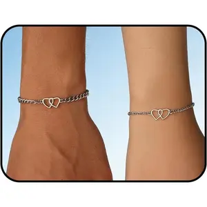 Couples Bracelets for Women/Men Matching Bracelets Adjustable Heart/ Couples Matching Bracelet Stainless Steel Promise Bracelet Valentine Anniversary Birthday Christmas