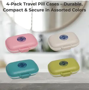 4 pack  Travel Pill Box Case Organizer BPAFree Durable Compact Secure in Assorted Colors