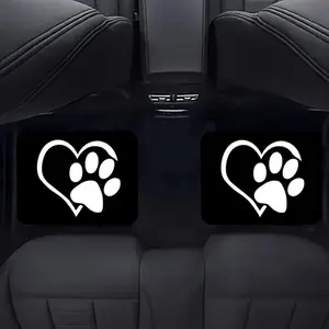 Car Heart Paw Print Floor Mat, Car Front & Rear Seat Protective Mat, Universal Car Interior Accessories for Women & Men