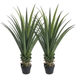 2-Pack 4FT Potted Artificial Agave Plants, UV-Resistant Faux Spiky Succulents, Ready-to-Use Lifelike Decor for Indoor Home Office Patio
