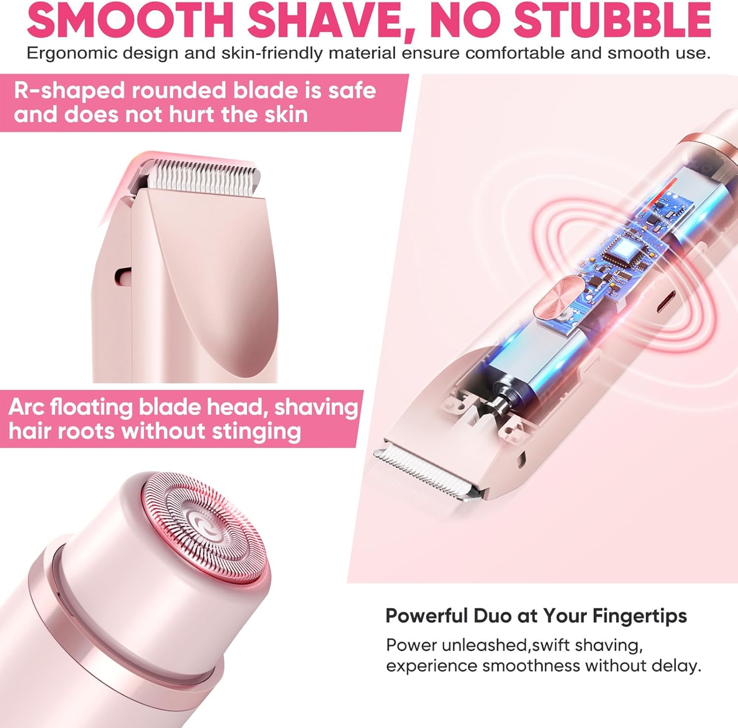 Women's Shaver, 2026 Upgrade Dual Head Shaver - 2-in-1 Electric Shaver for Legs, Armpits, Face & Bikini, Rechargeable, Facial & Bikini Trimmer for Women (Pink) Women's Shaver, 2026 Upgrade Dual Head Shaver - 2-in-1 Electric Shaver for Legs, Armpits, Face & Bikini, Rechargeable, Facial & Bikini Trimmer for Women (Pink)