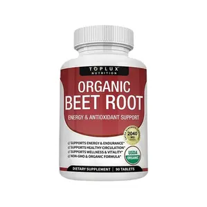 Organic Beet Root Powder Tablets - 2040mg Natural Nitric Oxide Beets to Support, Energy, Black Pepper Better Absorption, Non-GMO, for Men Women, 90 Tablets