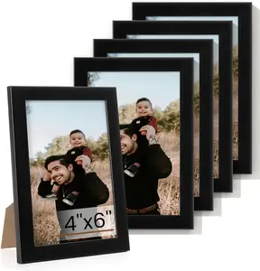 Picture Frame 4x6 Set of 5 Black 4x6 Photo Frames Display 4"x6" Pictures Picture Frames 4x6 Wall Gallery Collage Tabletop or Wall Mount Poster Frame Display