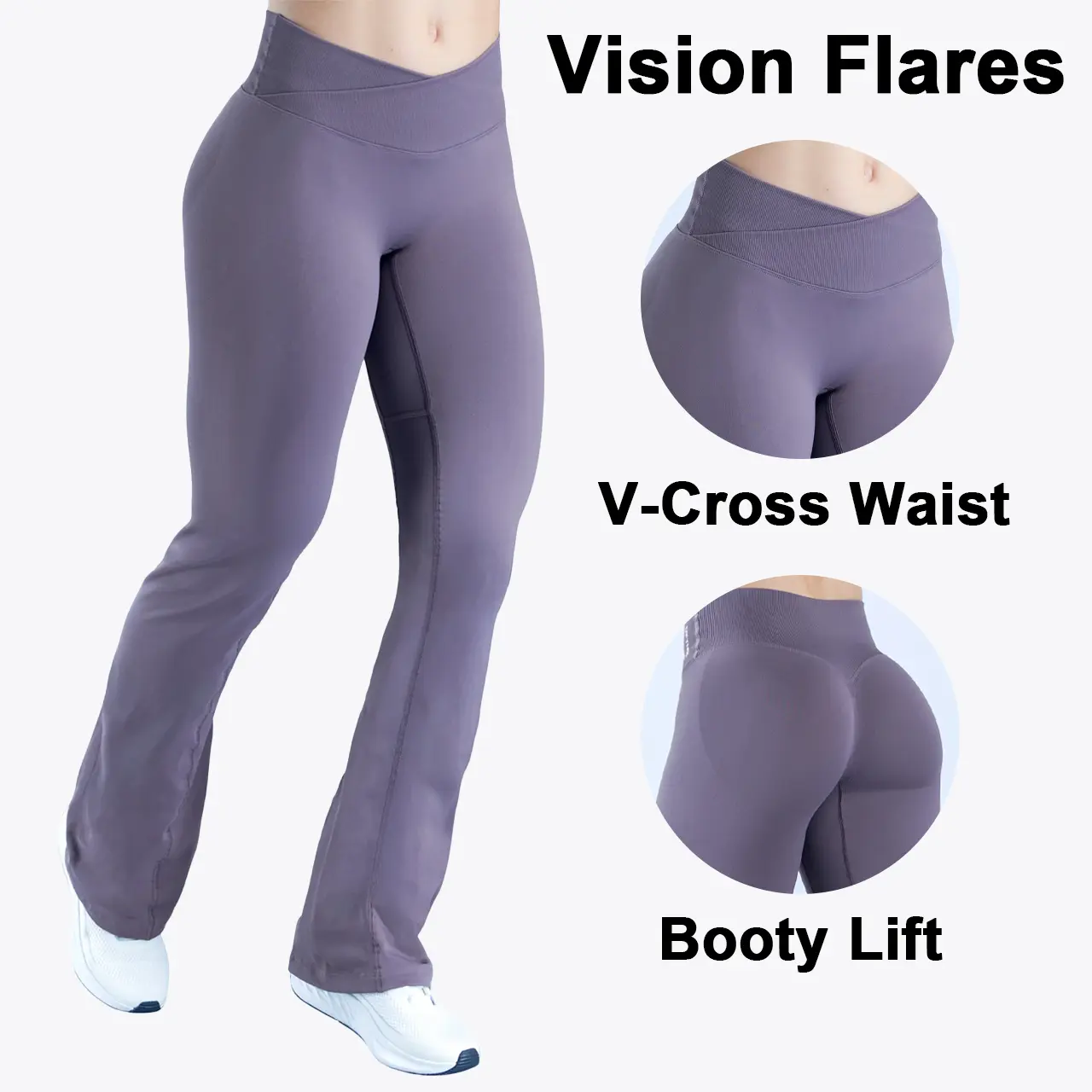 [REGULAR LENGTH] DEEFY Vision Flares Fitness Leggings Women Butt Lifting Gym Tights Seamless Yoga Pants Crossover V-Shape Slim Fit Activewear