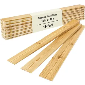 Extra Long 15in Tapered Spruce and Fir Wood Shims 13 Pk Weather Resistant Home Improvement Tool for Installing Doors Windows or Cabinets Leveling Floors and DIY Remodeling Projects