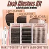HOHADBR 0.05mm Cluster Lashes Kit for Adults, Natural Fluffy Anime Manga Eyelashes Extensions, 10-18mm Waterproof Bond & Seal, Lash Applicator, Thick False Eye Makeup Makeup Products Set,familyfun
