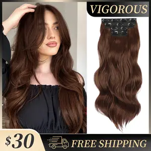 Vigorous Clip in Hair Extensions Long Wavy Synthetic Hairpieces,Natural & Soft Hair & Blends Well Hair Extensions,Easy to Wear for Women Girls Daily Use Event Party Use