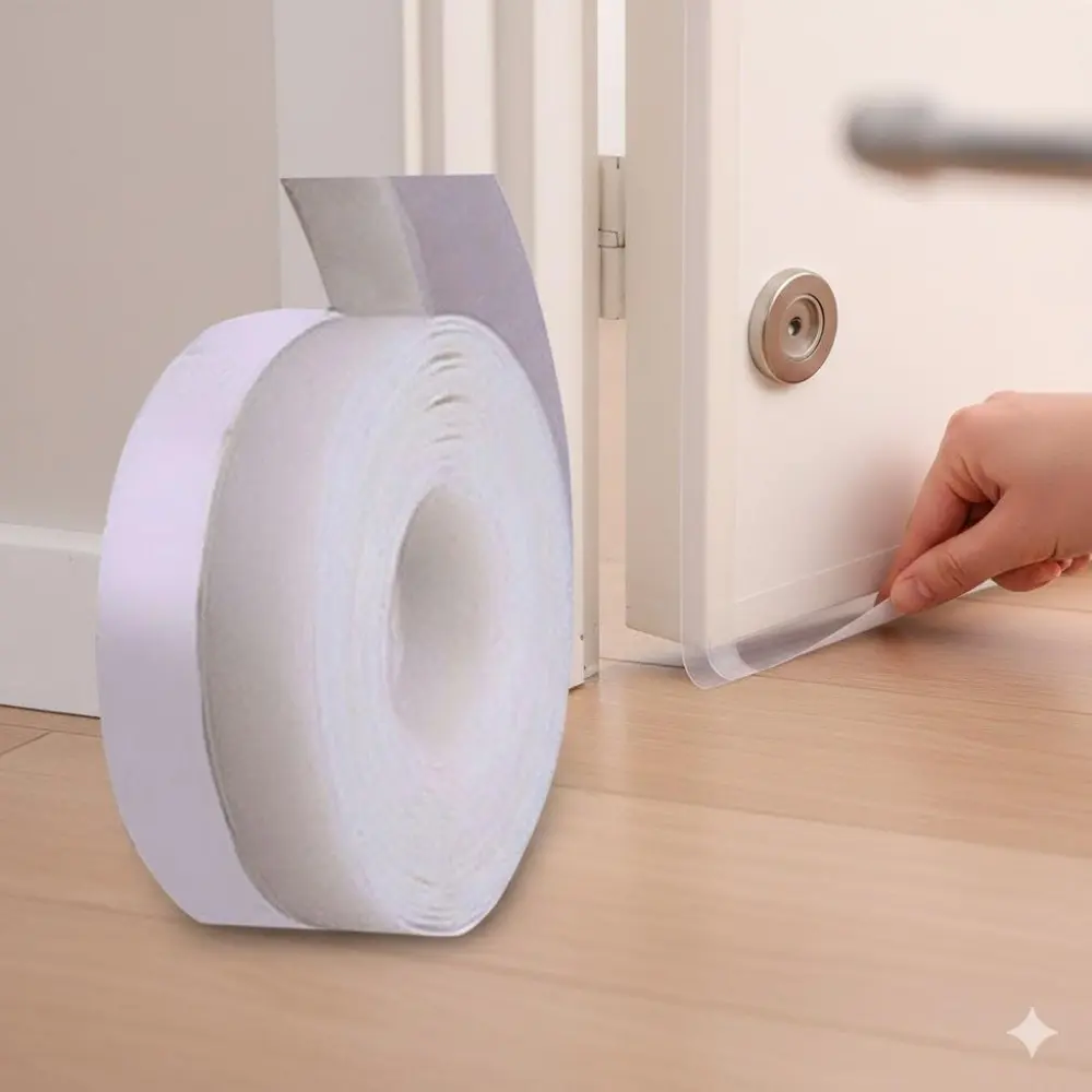 Self-Adhesive Weather Stripping Seal for Doors and Windows, Door Bottom Seal, Draft Stopper. Noise Proof, Draft Proof, Dust Insulation, Thermal Insulation. Easy Install, Home Improvement Essential for Energy Saving.