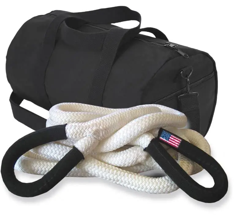 BILLET4X4 U.S. Made Kinetic Recovery Rope (MEGA) - 1-1/4 inch X 30 ft (Snatch Rope) with Heavy-Duty Carry Bag (4X4 Vehicle Recovery)