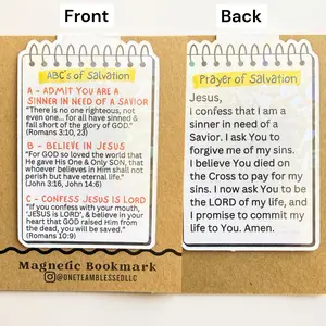 ABC's of Salvation with the Prayer of Salvation  Magnetic Bookmark | Christian Scripture Bookmark with Holographic Finish