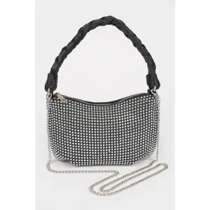 Hot Fix Stone Twisted Handle Small Hobo Bag