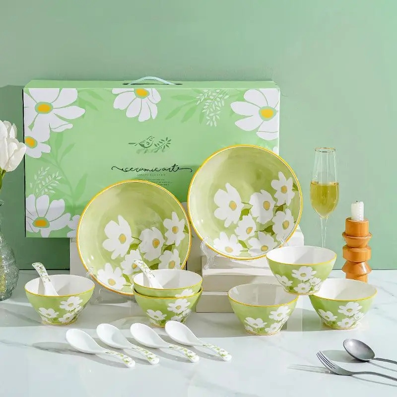 Luxury Ceramic Alice Garden Dinnerware Set, Elegant Bowl Plate Dish Spoon Combo, Perfect for Home Use, Parties, Weddings & Gifts