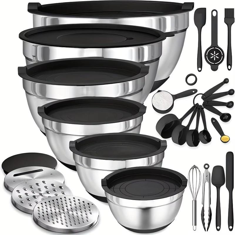 18-Piece Stainless Steel Mixing Bowl Set with Airtight Lids & Grater | Nesting Kitchen Bowls for Baking, Cooking & Meal Prep