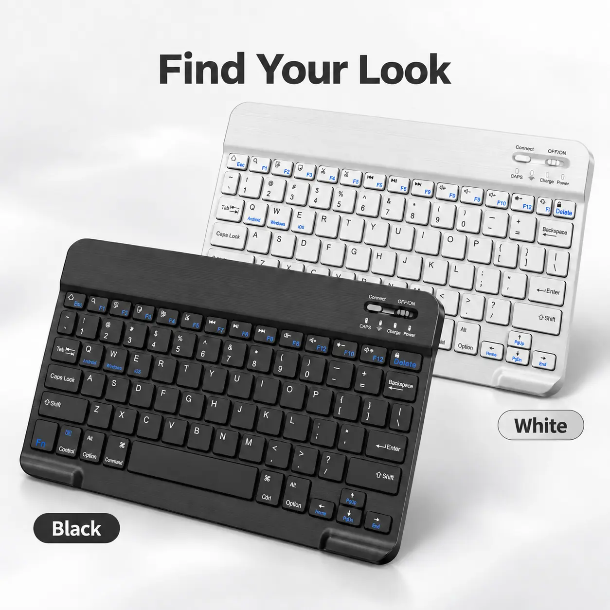 10 Inch Universal Rechargeable Bluetooth Keyboard | Ultra Thin Portable, Quiet Typing for iPad, Android Tablets & Windows PC