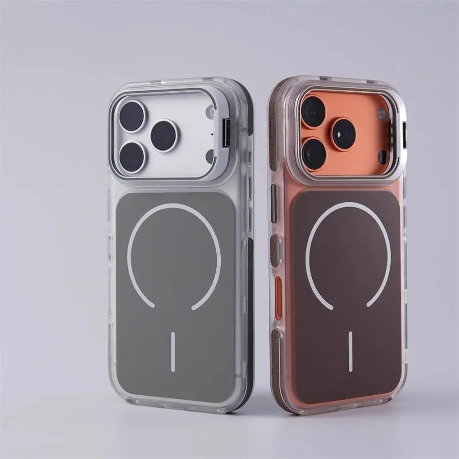 Luxury Matte TPU Polycarbonate Phone Casing with Stand Function, Shockproof Magnetic Bumper, Protective MagSafe-Fit Accessory for iPhone 12-17 Series (Pro Max, Plus, Air), Multi-Angle Stand